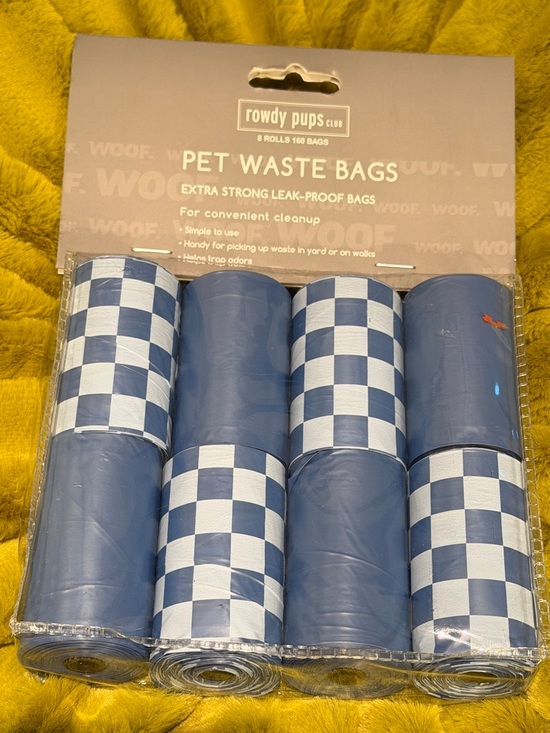 rowdy pups club Other - Rowdy Pups Club Blue & White Checkerboard Pet Waste Bags - 8 Rolls